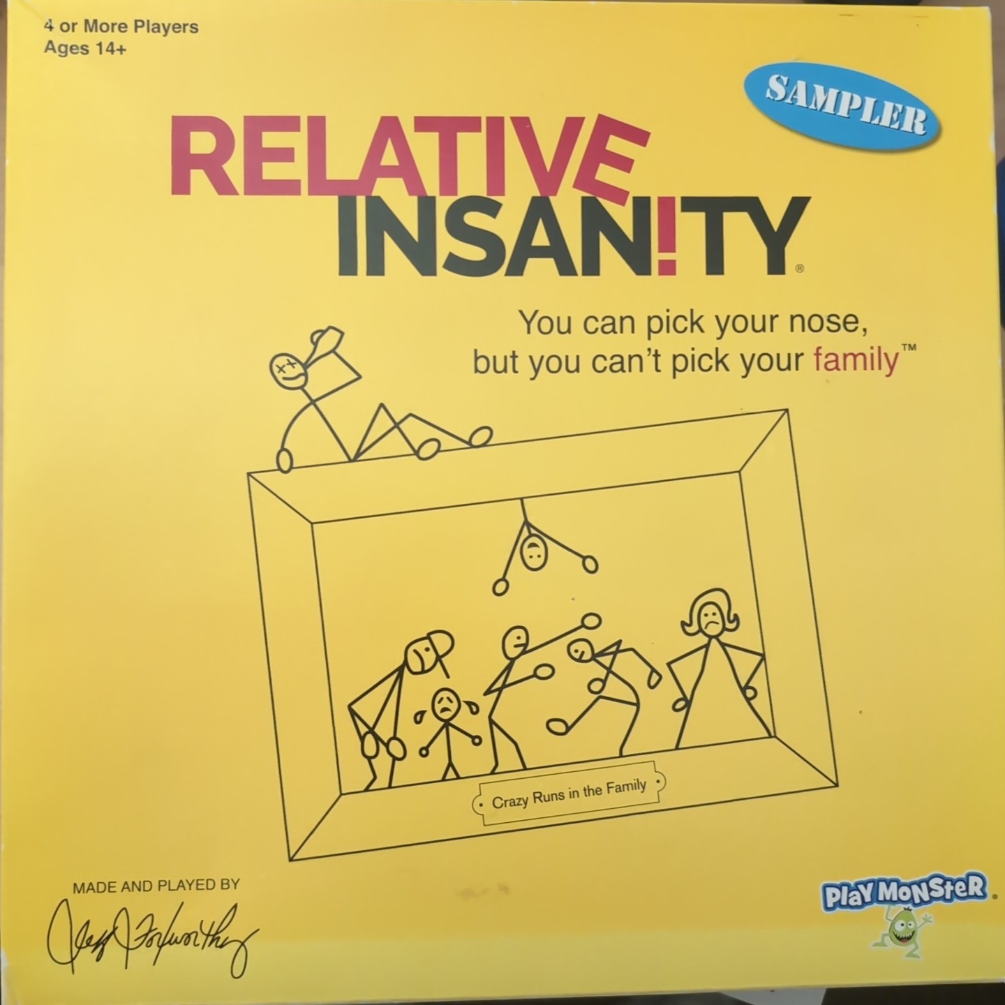 RELATIVE INSANITY Sampler By Play Monster Funny Family Board Card Game Complete