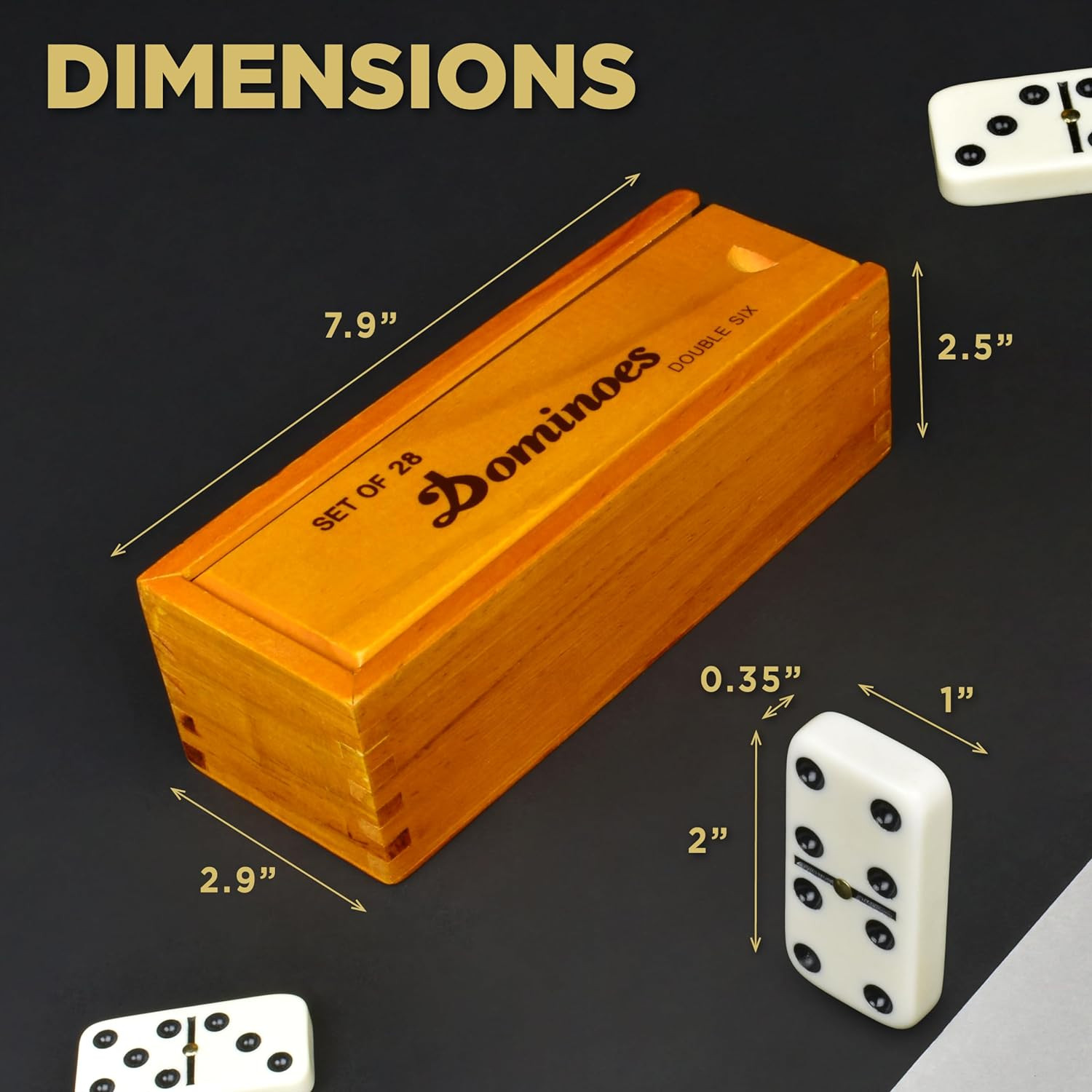 Double 6 Dominoes Set 28 Tiles with Wooden Case Classic Family Game