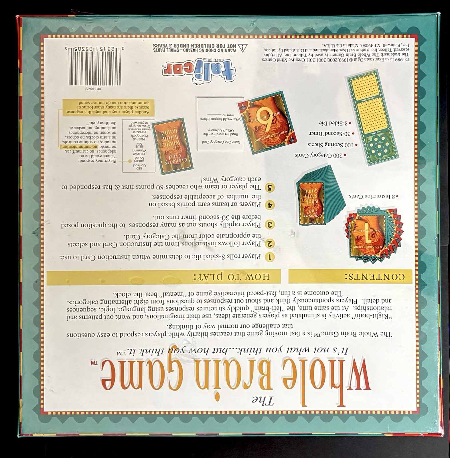 New 2011 The Whole Brain Game Board Game By Talicor Best & Parenting Game Awards