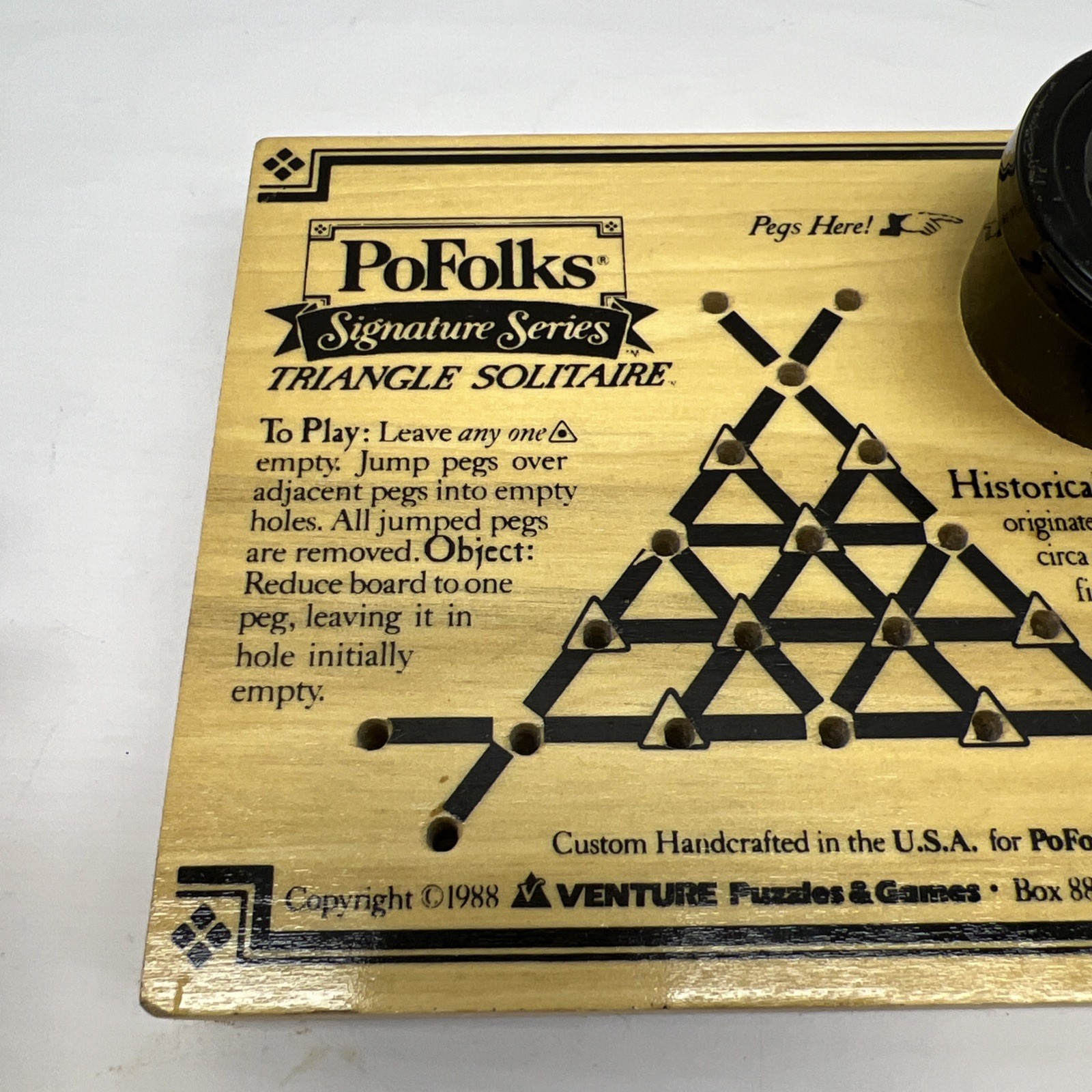 Vintage 1988 The Original Triangle Solitaire Game Venture Fireside Puzzle