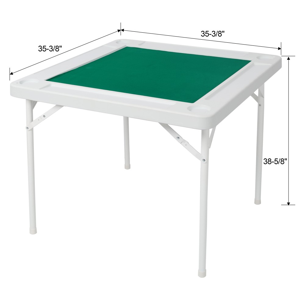 Square Folding Card Table Felt Poker Mahjong Table with Chip Trays Cup Holders