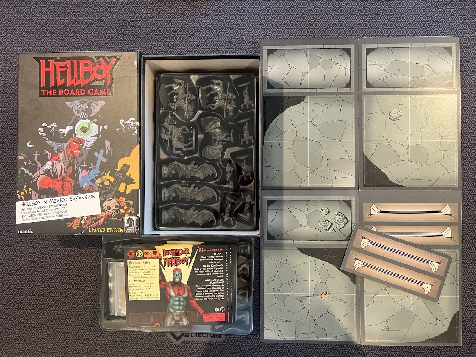 Hellboy The Board Game Kickstarter Edition + Big Box Of Doom & 3 Expansions