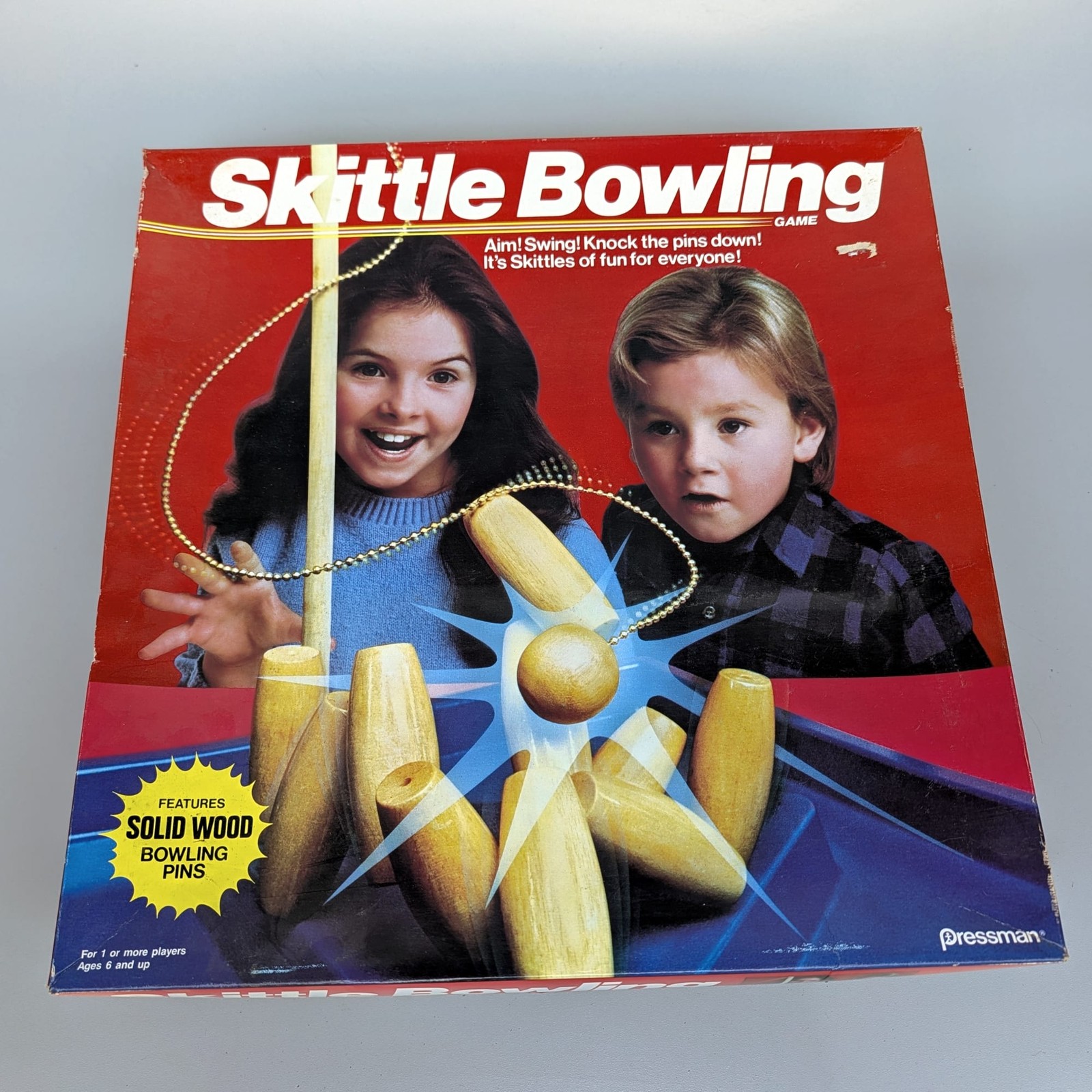 Pressman Skittle Bowling Game #44 Wooden Pins Complete Rules Score Vintage 1987