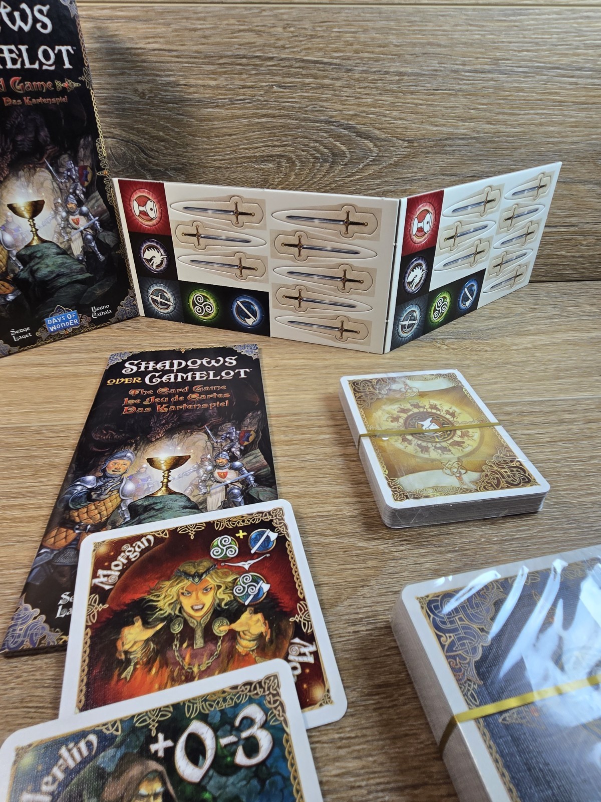SHADOWS OVER CAMELOT The Card Game Days of Wonder + Bonus Cards Unpunched Pieces