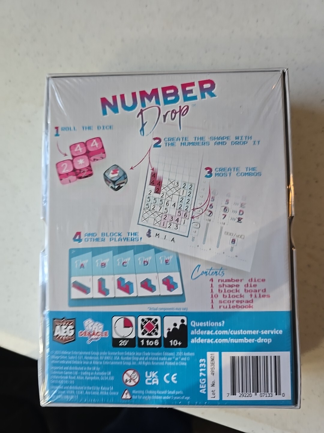 Number Drop Roll & Write Card Game AEG Retro Video Game Theme