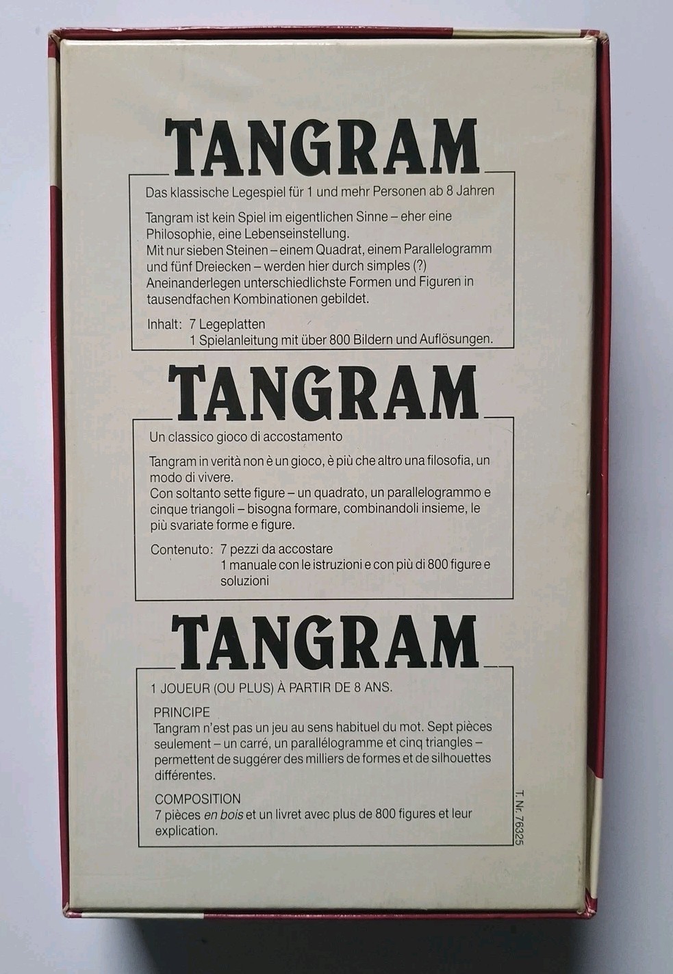 Tangram – laying game Schmidt games from 8 years patience game