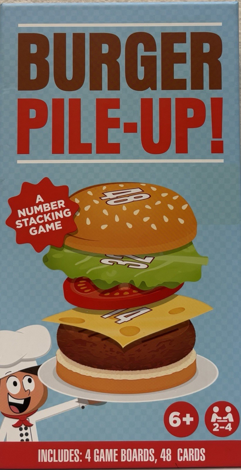 Old East Main Co. Burger Pile-Up! Number Stacking Family Game 6+ 2-4 Players