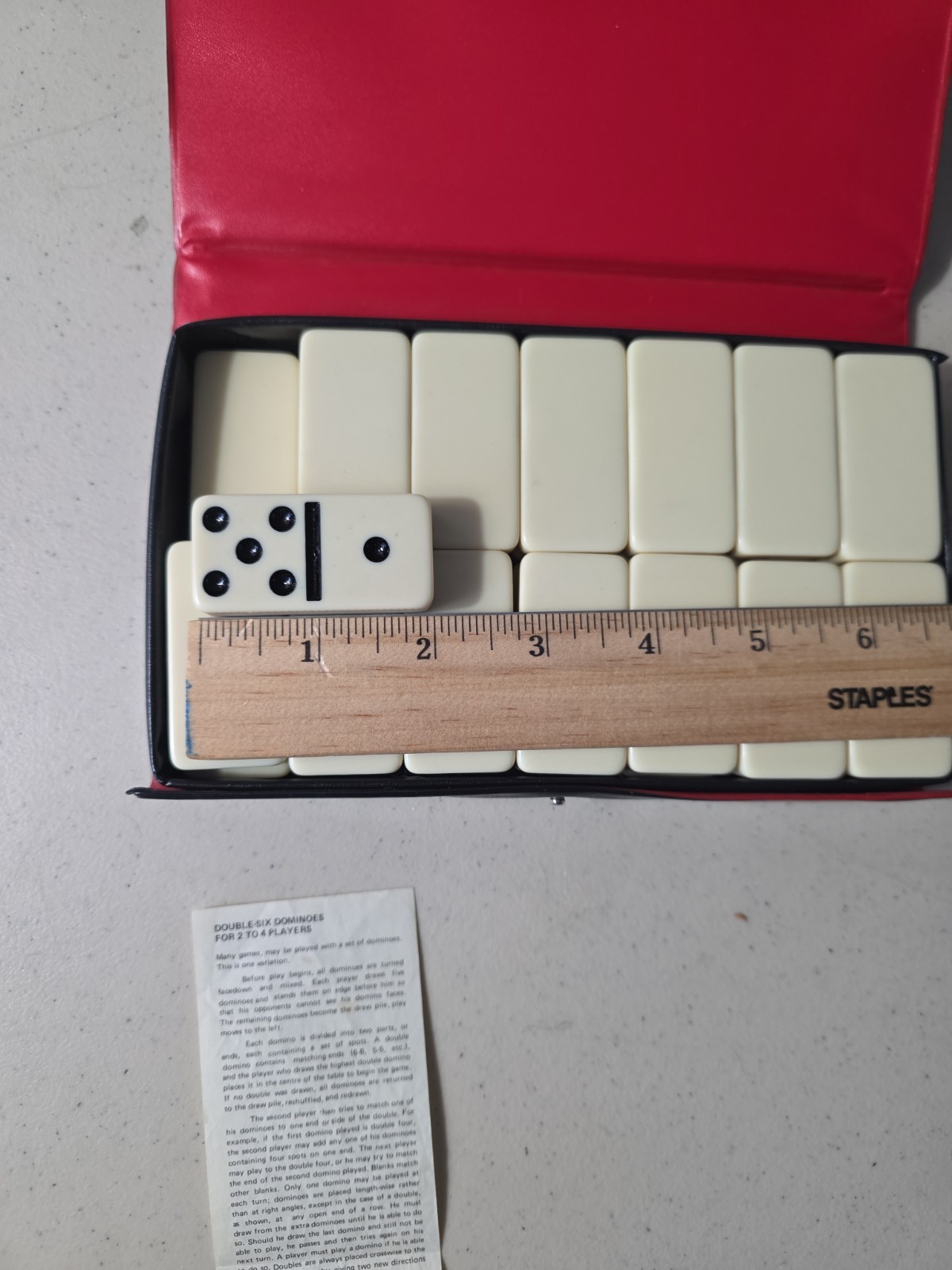 Hong-Kong Double Six Jumbo Dominoes Complete Set With Black Case Vintage