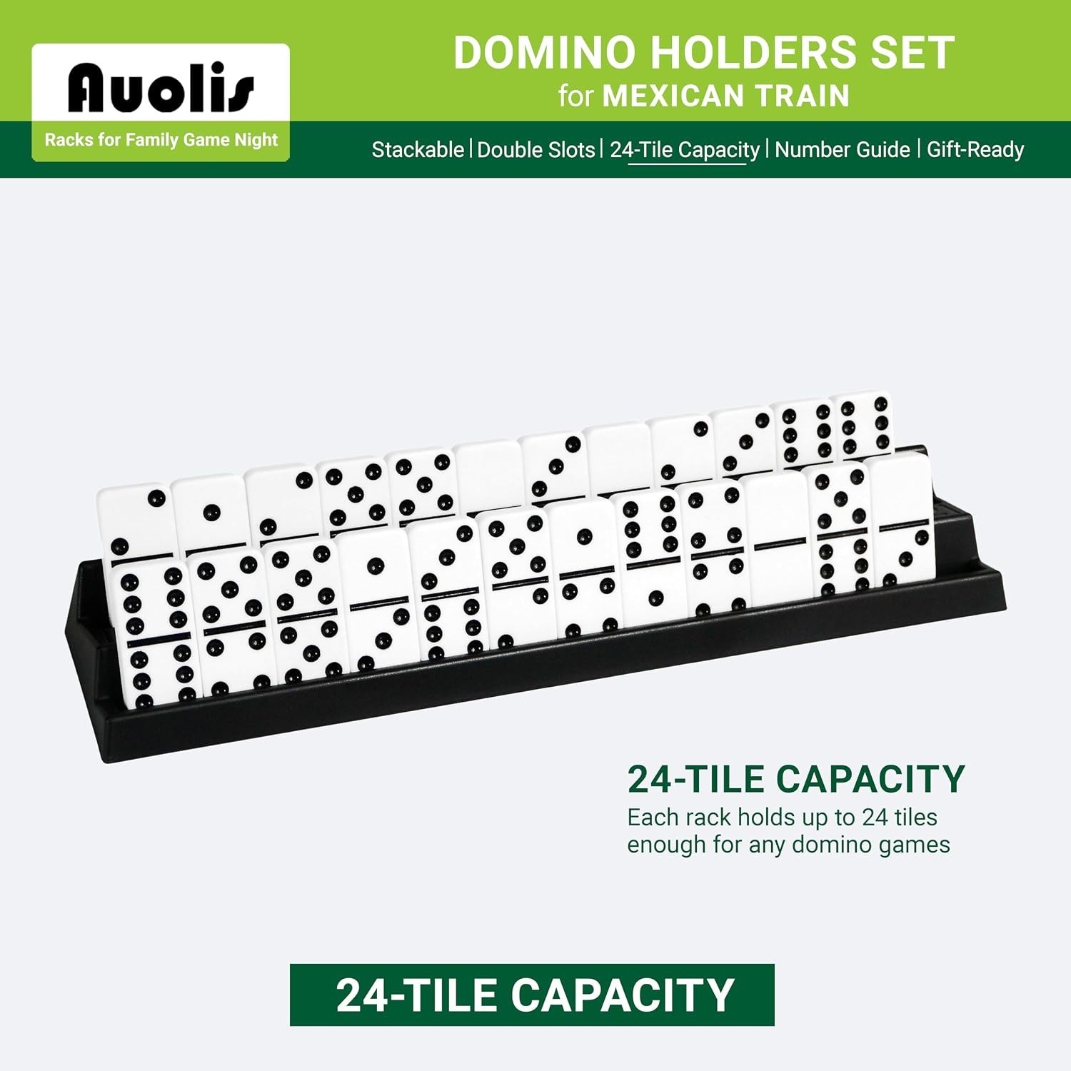 Domino Holders for Mexican Train, Set of 4 Stackable Trays, 24-Tile Capacity …