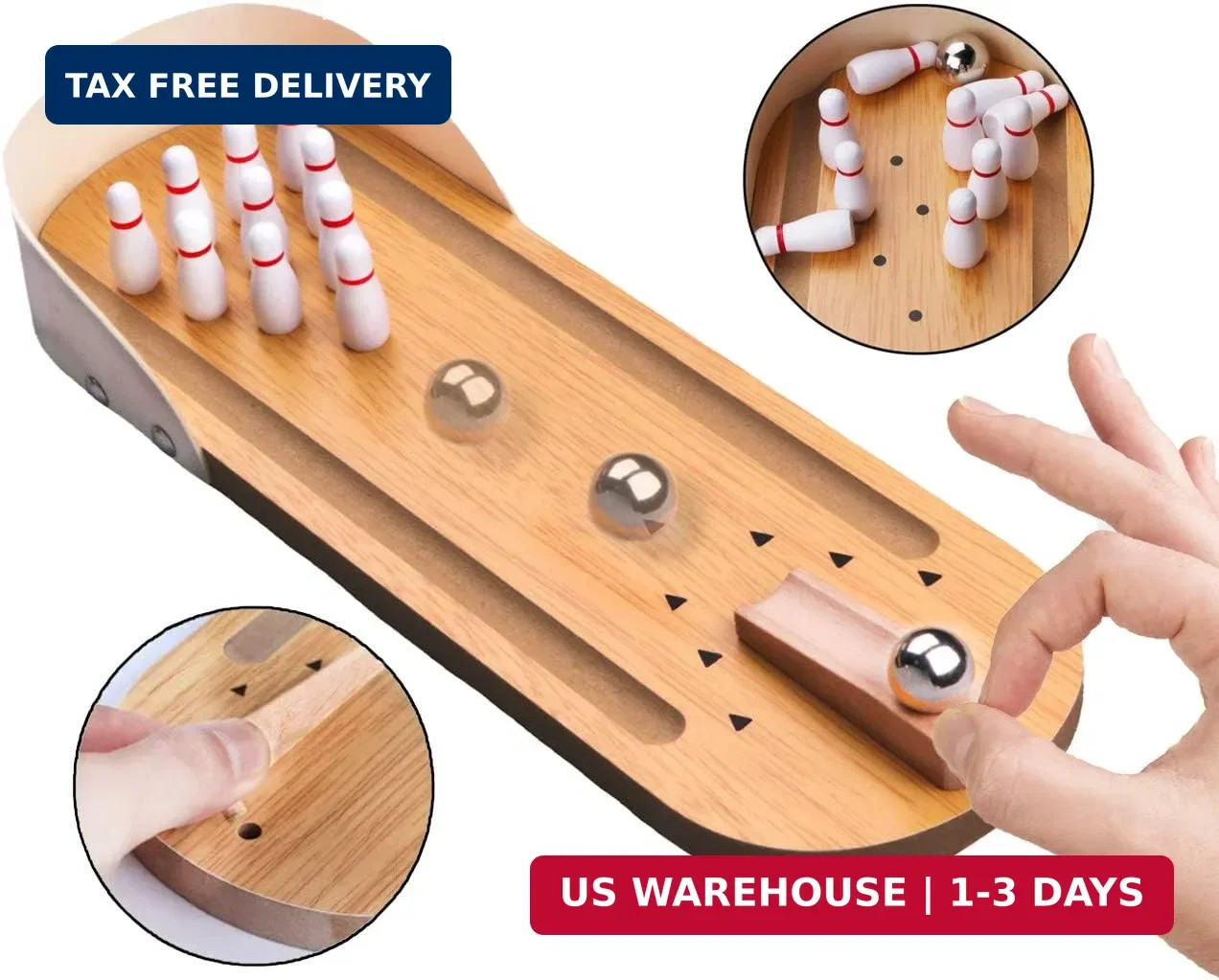 Table Top Mini Bowling Game Set-Tabletop Wooden Board Mini Arcade Desktop Tiny B