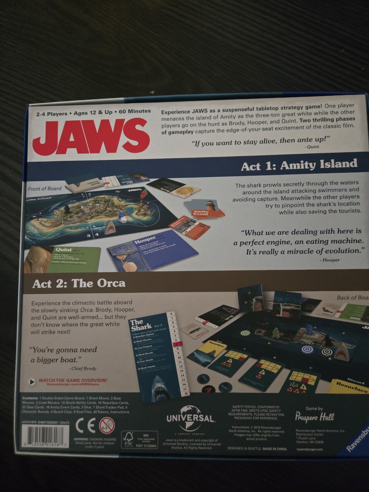 Ravensburger Jaws Strategy Suspense Board Game for 2-4 Players Age 12 and Up