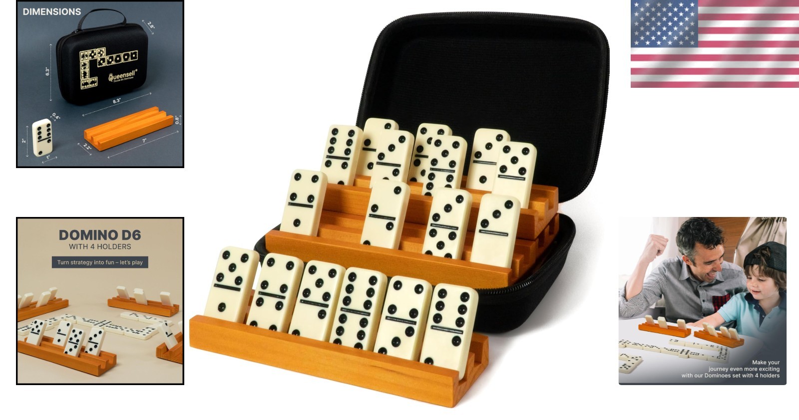Luxury Domino Set with 4 Racks & Travel Case – Classic Double 6 for All Ages