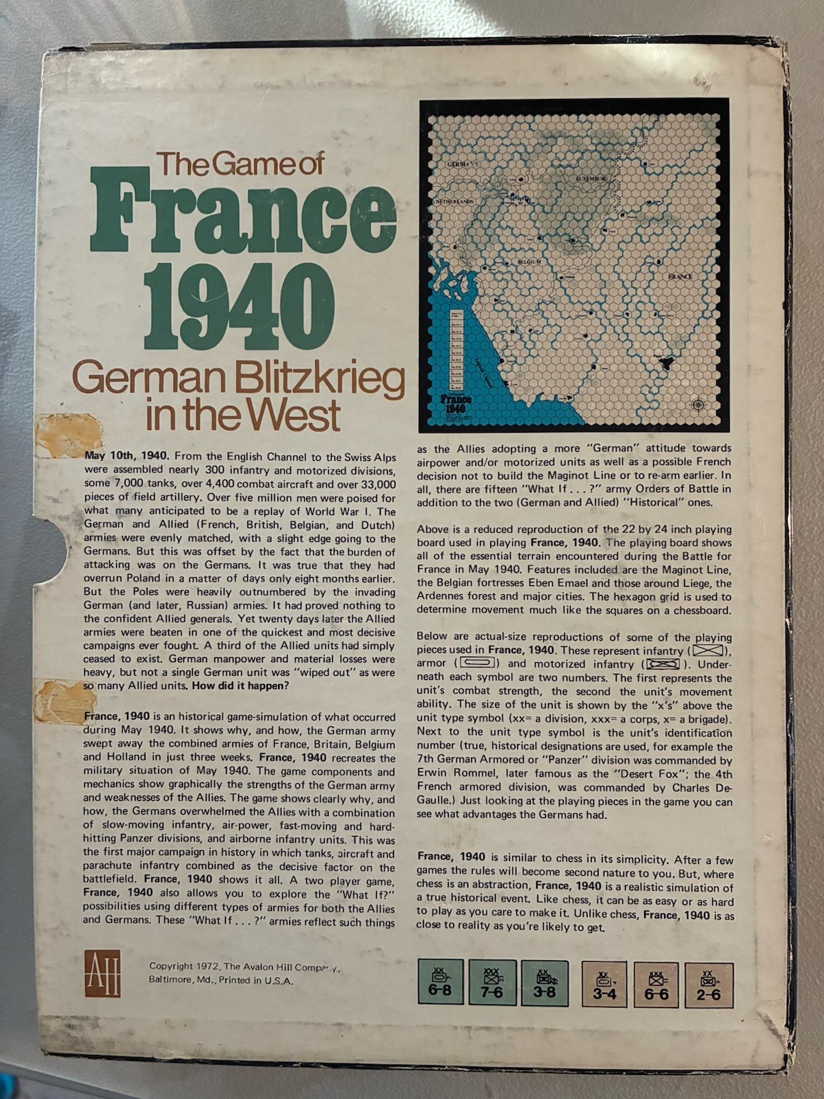Avalon Hill The Game Of France, 1940 (1972) – Complete+, Flat $7 Shipping!