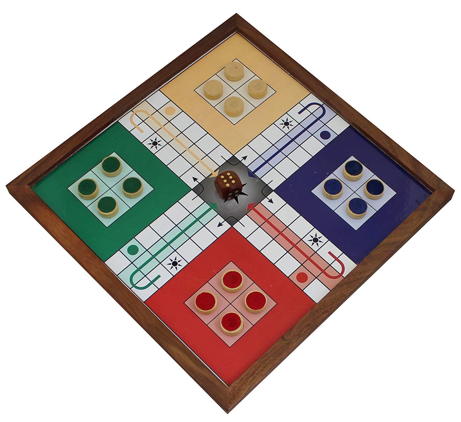 Ludo Snakes and Ladders Travel Family Board Game 2-in-1 Handmade Classic Wooden