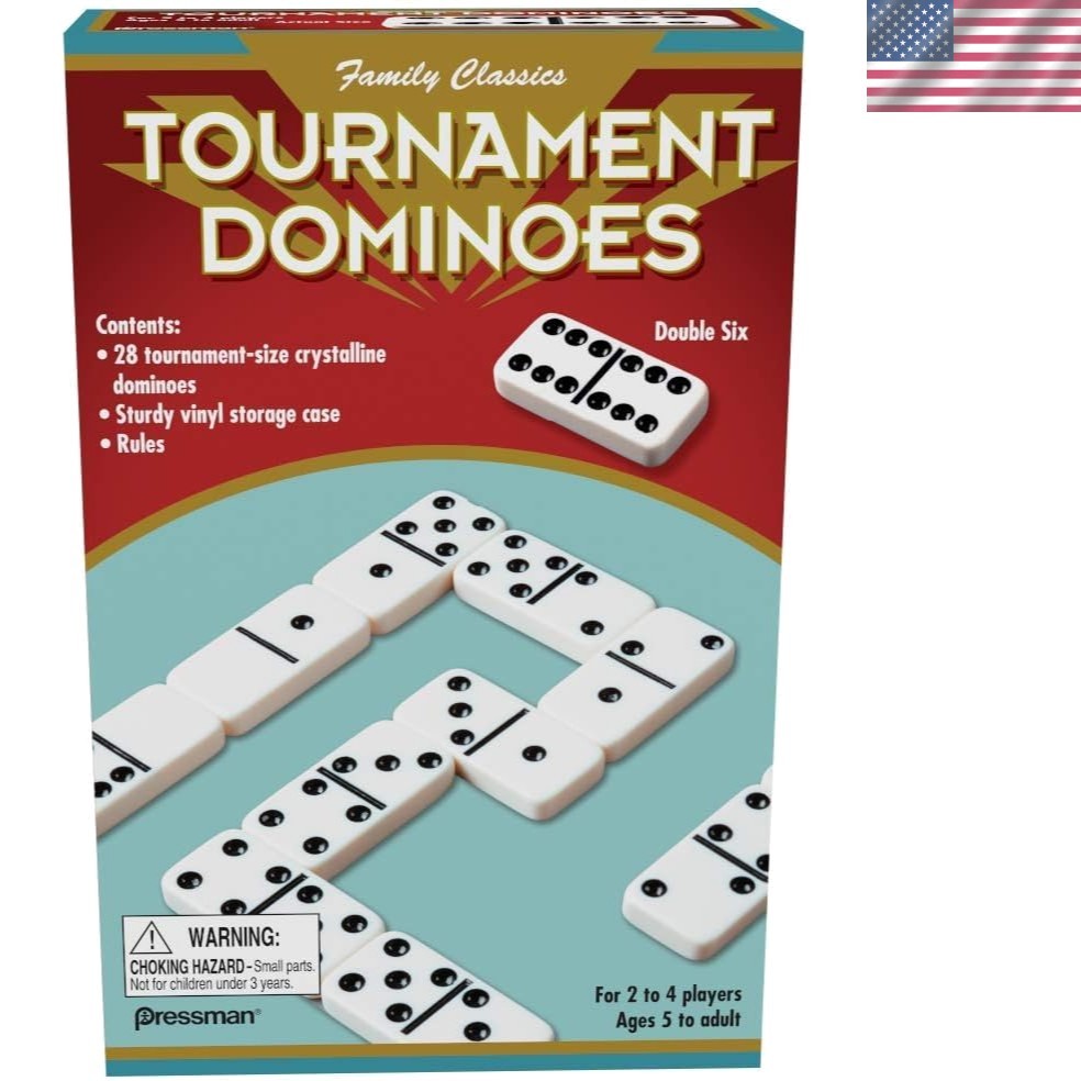 Family Classics Tournament Dominoes: Double Six Crystalline Set for 2-4 Players