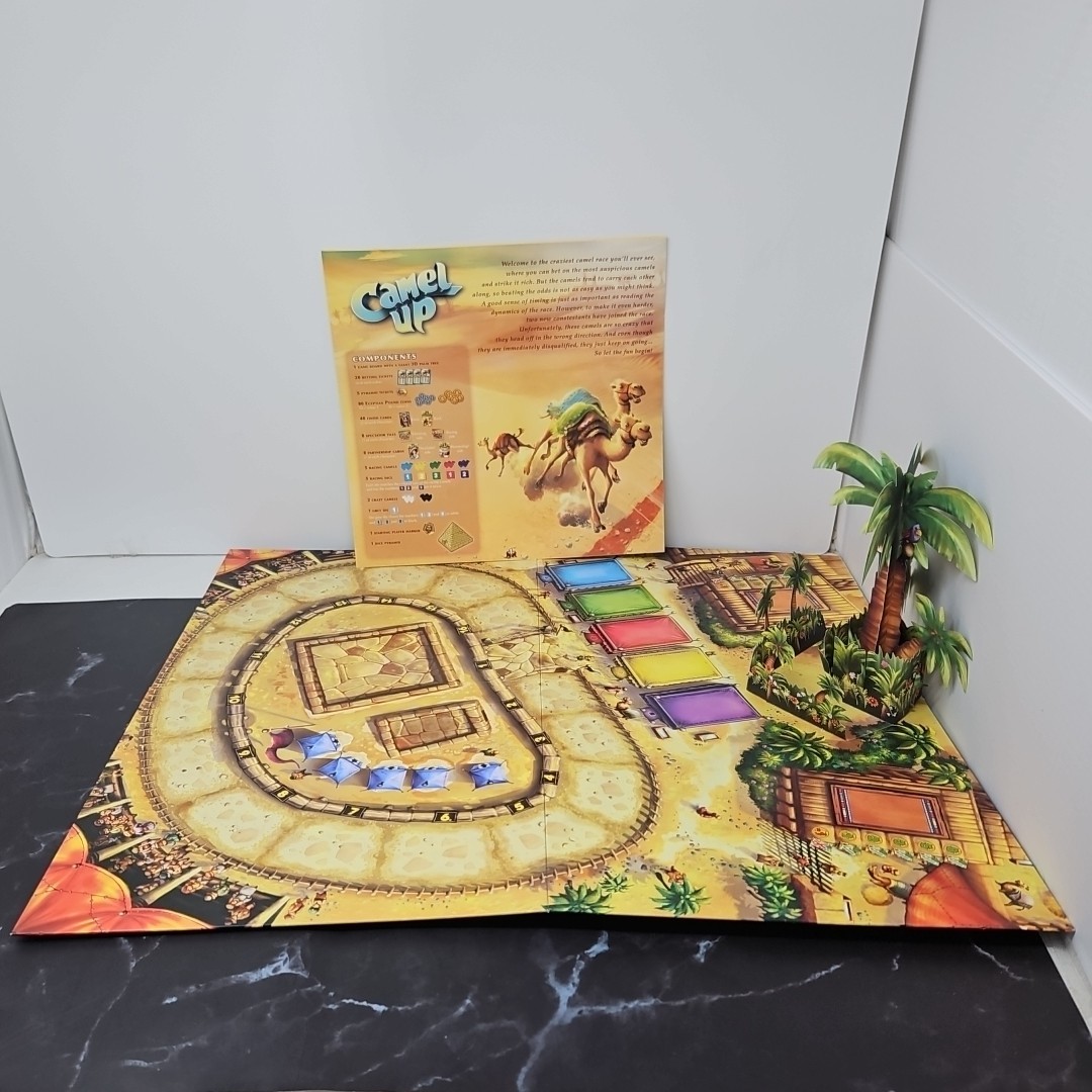 Camel Up | Game Board w/ 3D Palm Tree & Manuel Replacement Game Pieces