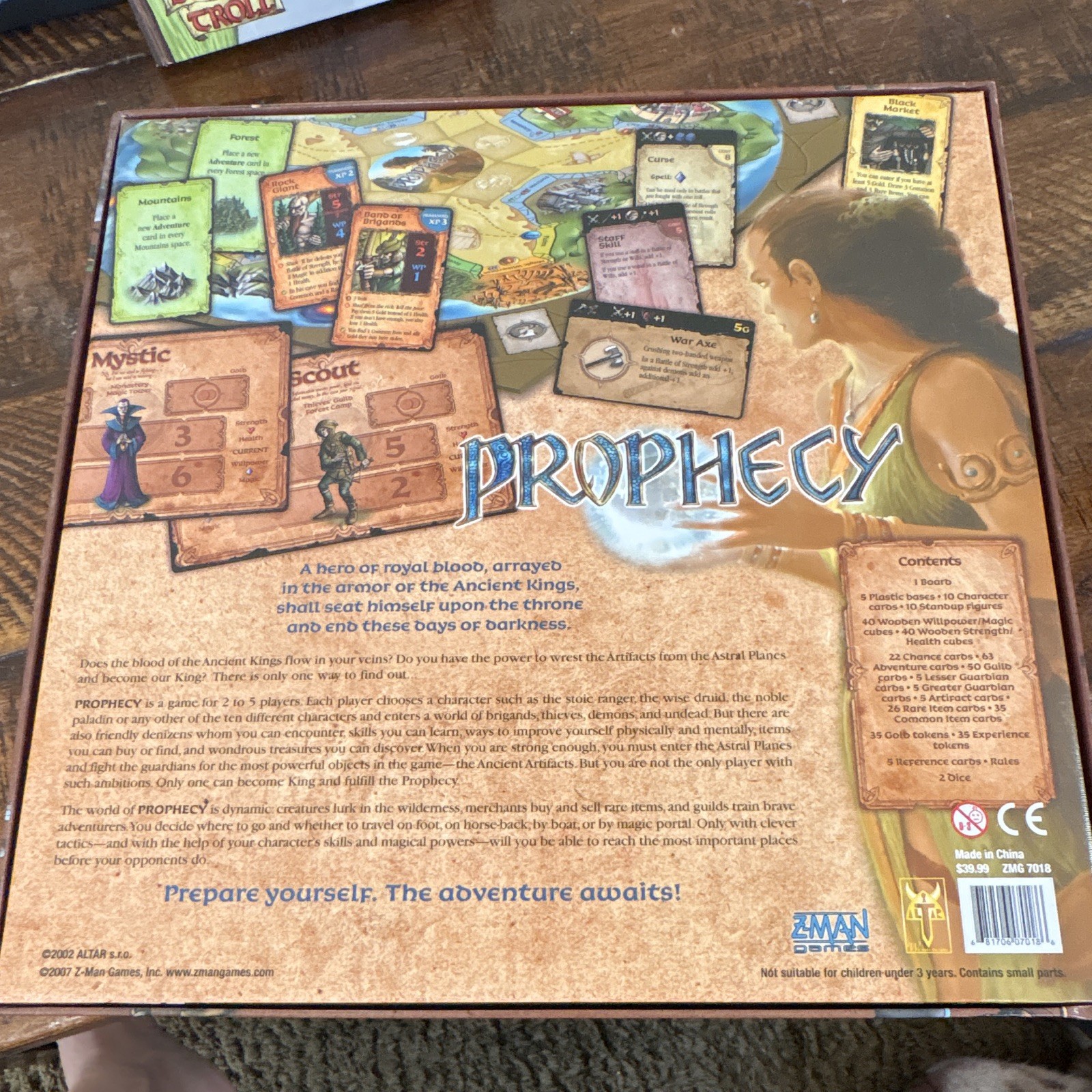 Z-Man Games Prophecy Fantasy Board Game 2 Players 17+ 2007 ZM? 7018
