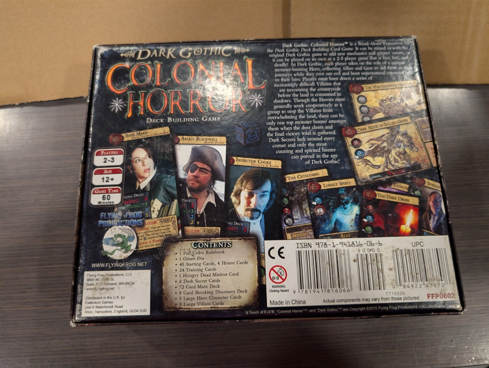Dark Gothic Deck Building Game w/ Colonial Horror Exp Flying Frog Board Complete