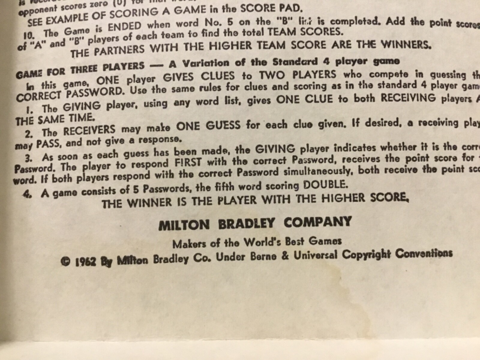 PASSWORD 20th EDITION MB GAME,EXC CONDITION; FREE SHIPPING!!! VINTAGE