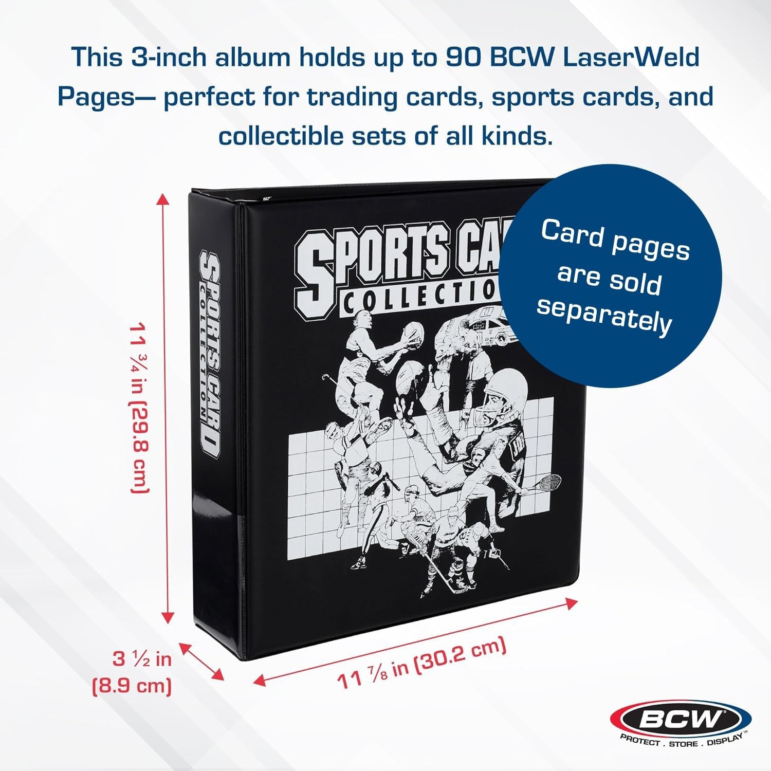 BCW 3-Inch Sports Card Album Binder | Durable Black D-Ring Card Binder Holds …