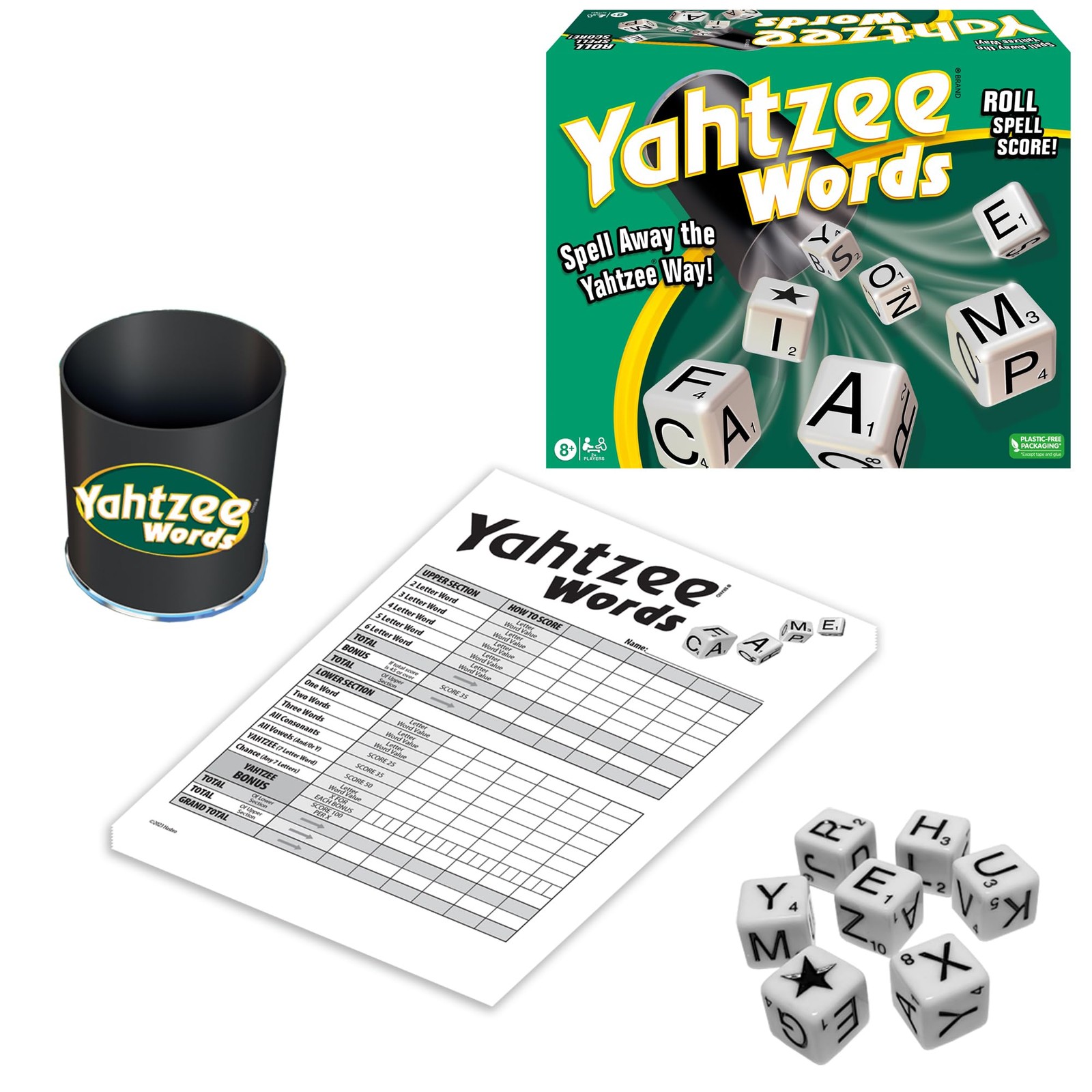 Yahtzee Words Games USA, Family Word Game Version for 2 or More Players, Ages 8+