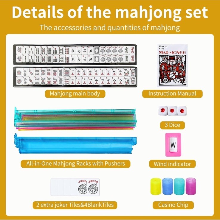 Maison Lude Deluxe Mahjong Starter Kit, Blooming Edition, 160 Tiles, Mat & Case