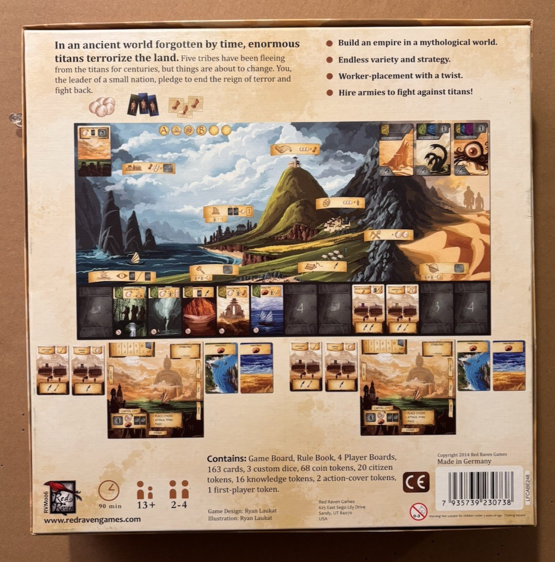 2014 Red Raven Games The Ancient World Board Game – Complete – Made in Germany