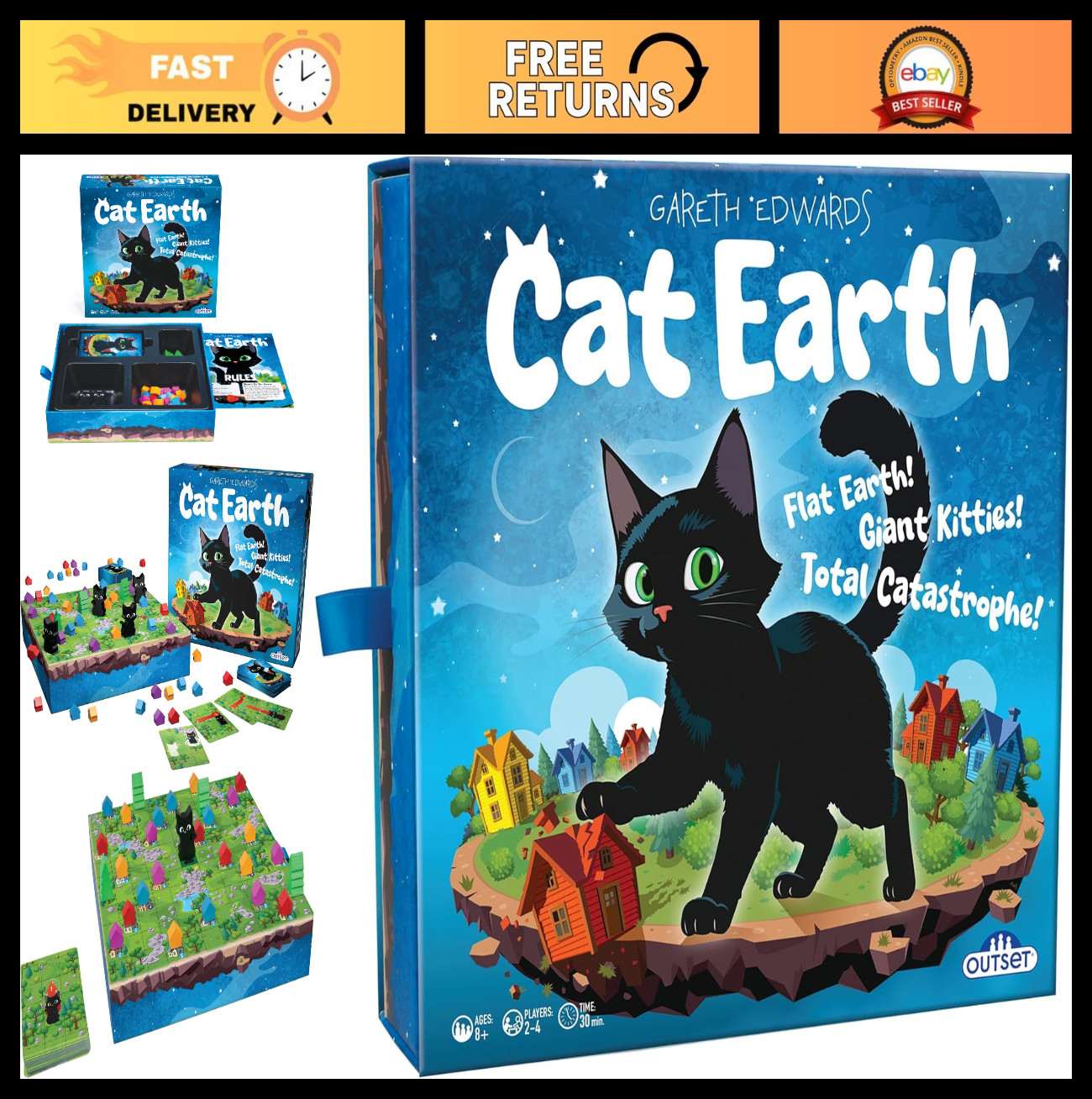 Light Strategy Family Board Game for 2-4 Players – Fun for Ages 8+ – Cat Theme