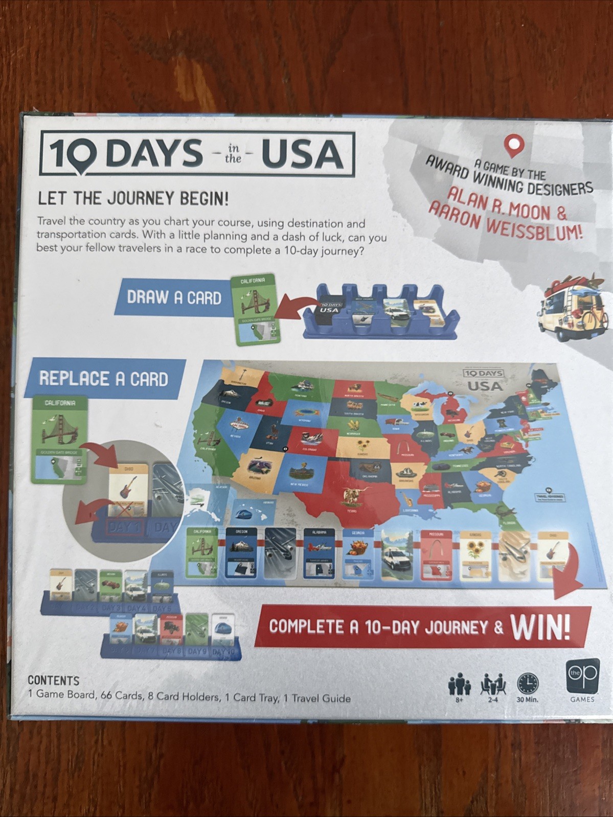 10 Days In The USA Board Game Alan R. Moon & Aaron Weissblum Strategy Travel Rac