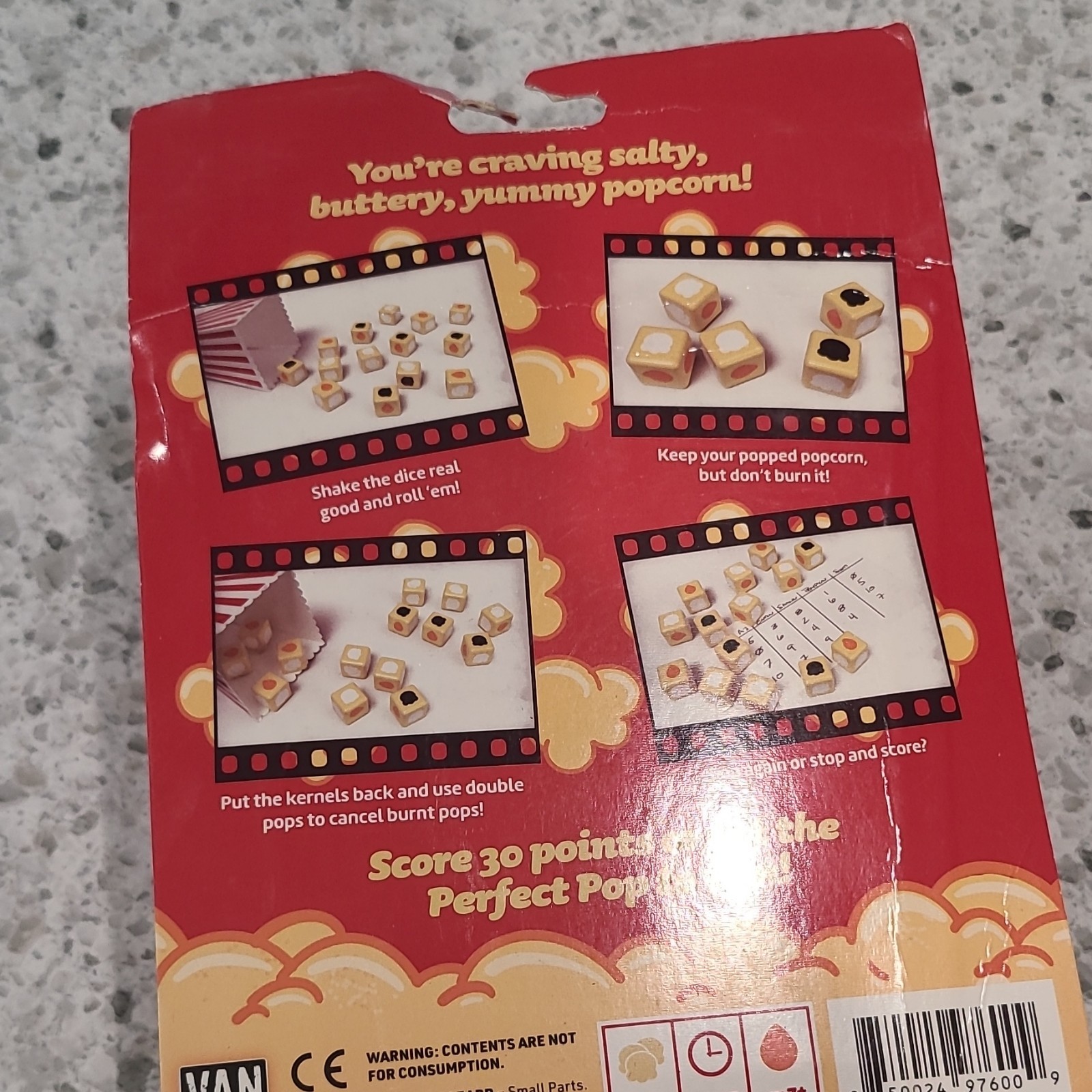 Van Ryder Games Popcorn Dice Fast & Fun Dice Rolling Game Food & Cooking Theme