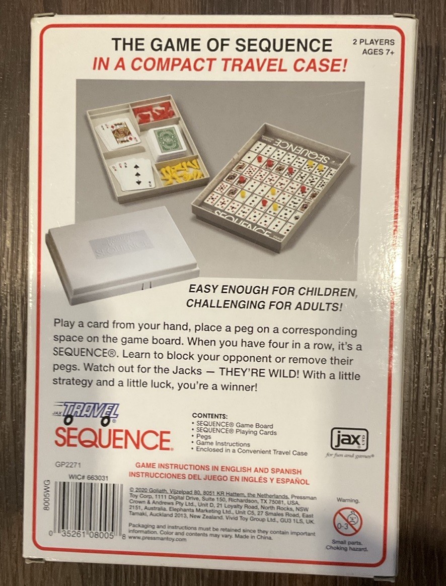 Sequence Strategy Board Game Travel Version – New In Box