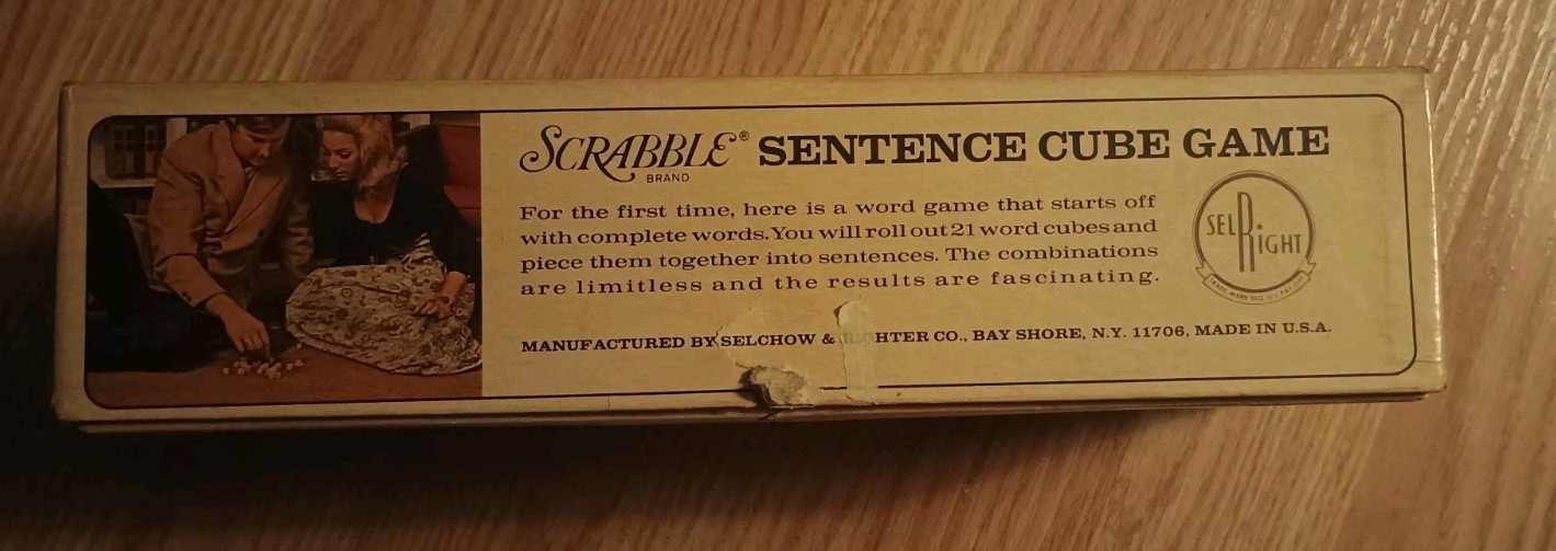Vintage Scrabble Sentence Cube Game 1971 Selchow Righter Complete Word Dice Vtg