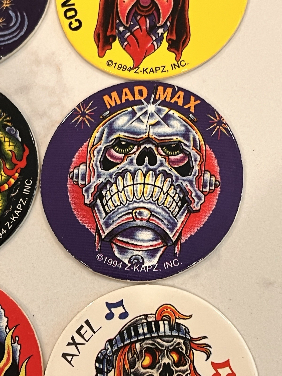 1990s Lot of 16 Kraft Kaps Pogs Slammers Retro Mad Max Alex Rose Pirate Pete