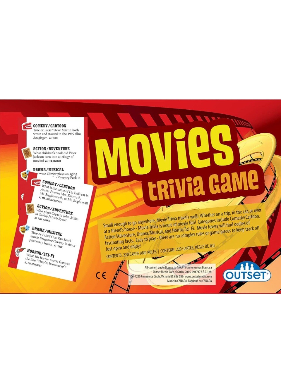 Brand New Sealed Outset Media Boardgame Movies Trivia Game