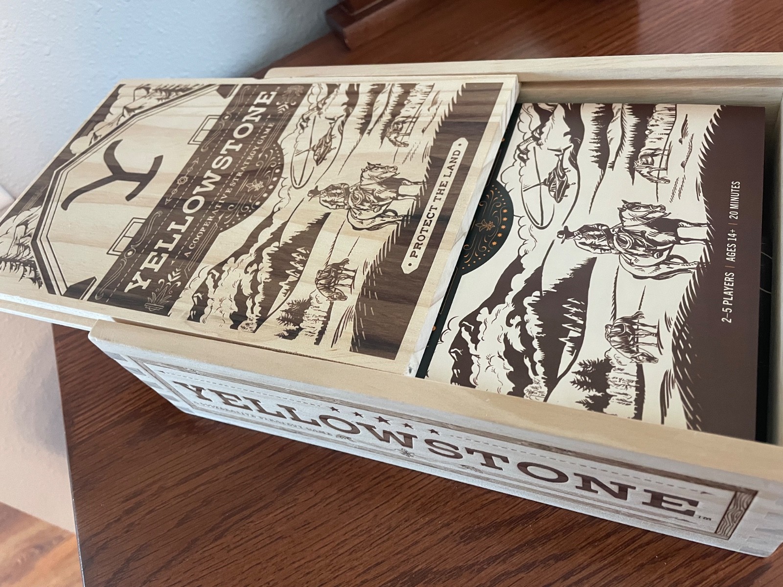 Yellowstone Cooperative Strategy Game Metal Pawns Dutton Ranch collectible wood