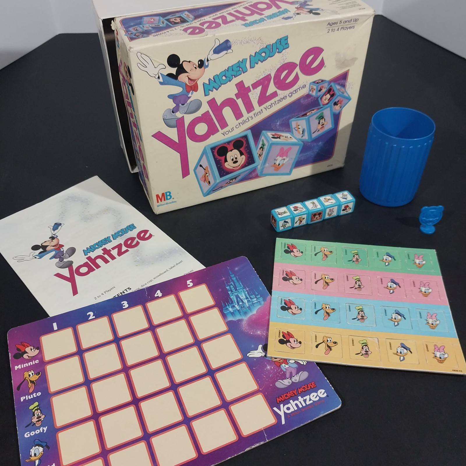 Vintage Mickey Mouse Yahtzee Game 1988 Milton Bradley Disney 4908 COMPLETE