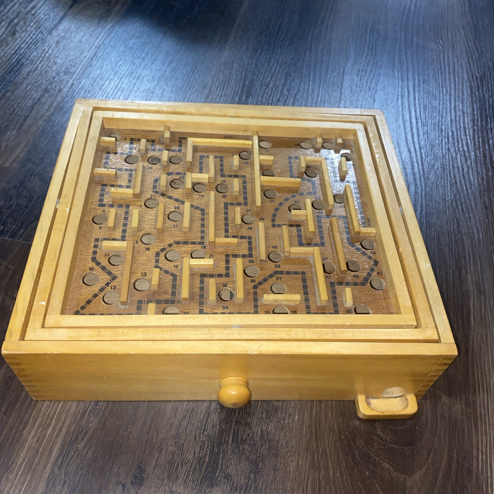 Labyrinth Wooden Maze Game with One Steel Marble, Puzzle Game 60 Holes
