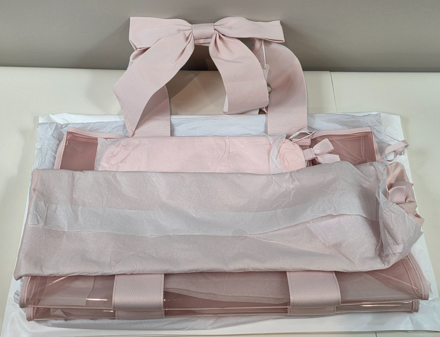 Case-Mate Mahjong Jelly Tote Set Ballet Pink Bow 4-Piece Clear Bag Rack Sleeve