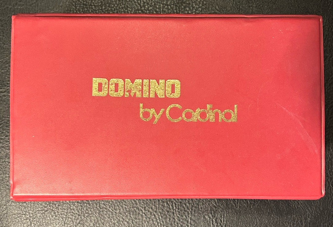 Vintage Domino by Cardinal Set Ivory Tiles Burgundy Case (91 Pieces Inside)