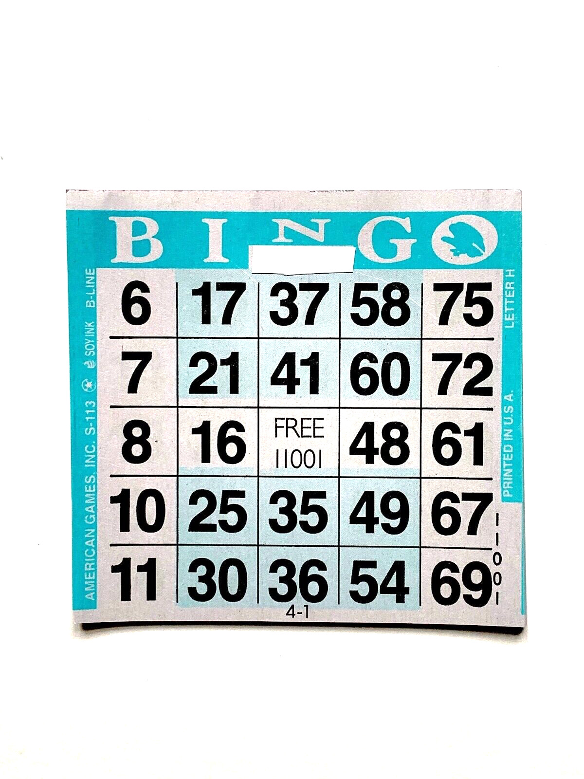 1 on Aqua Letter “H” Pattern Bingo Paper Cards- Pack of 500