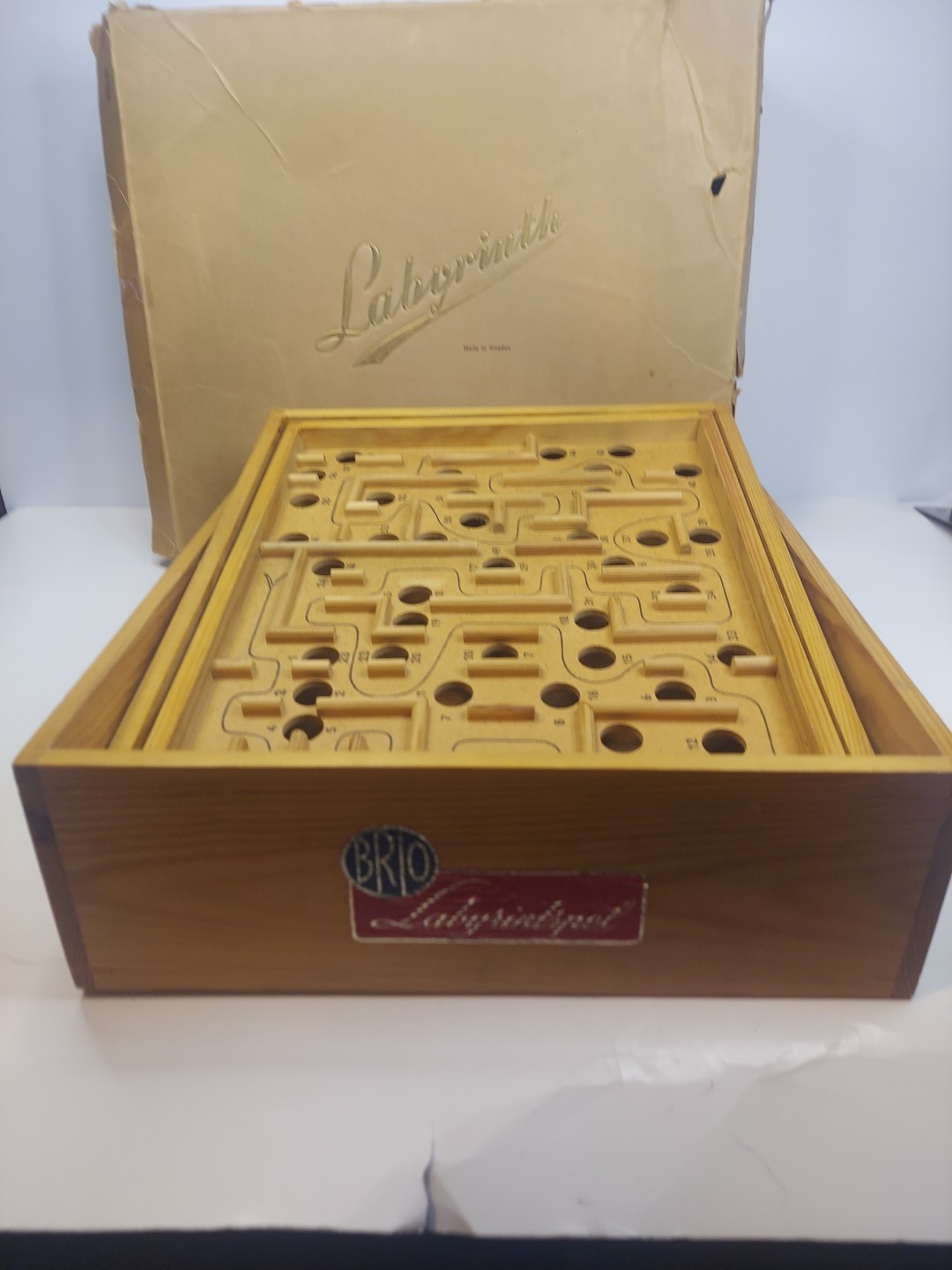 Vintage 1950 Brio Labyrinth Wooden Game with Original Box!!