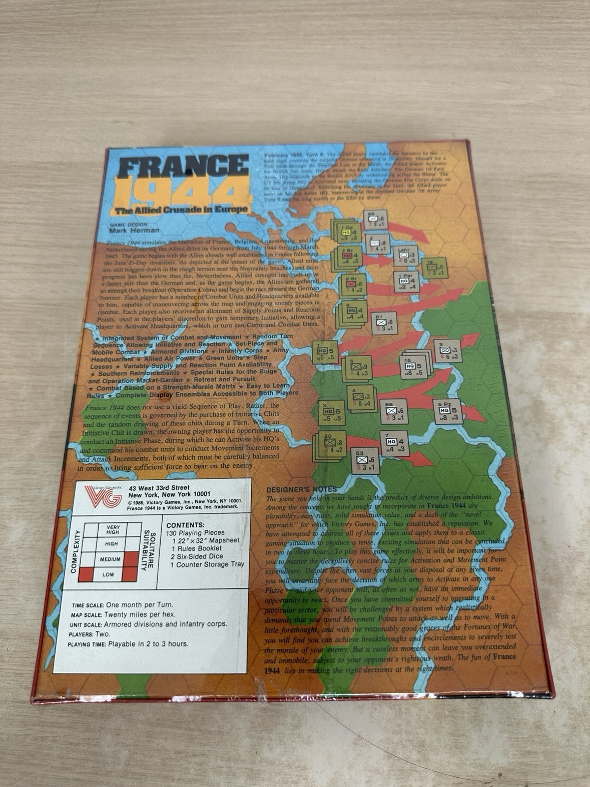 France 1944: Allied Crusade in Europe Board Game: 1986 Victory Games NEW Sealed