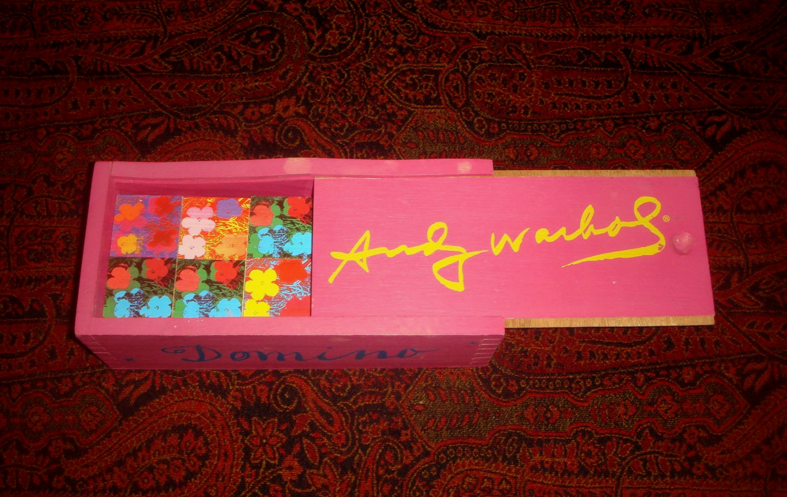 Rare ANDY WARHOL “Flowers” WOODEN DOMINO SET Gorgeous Art Color – Made in France