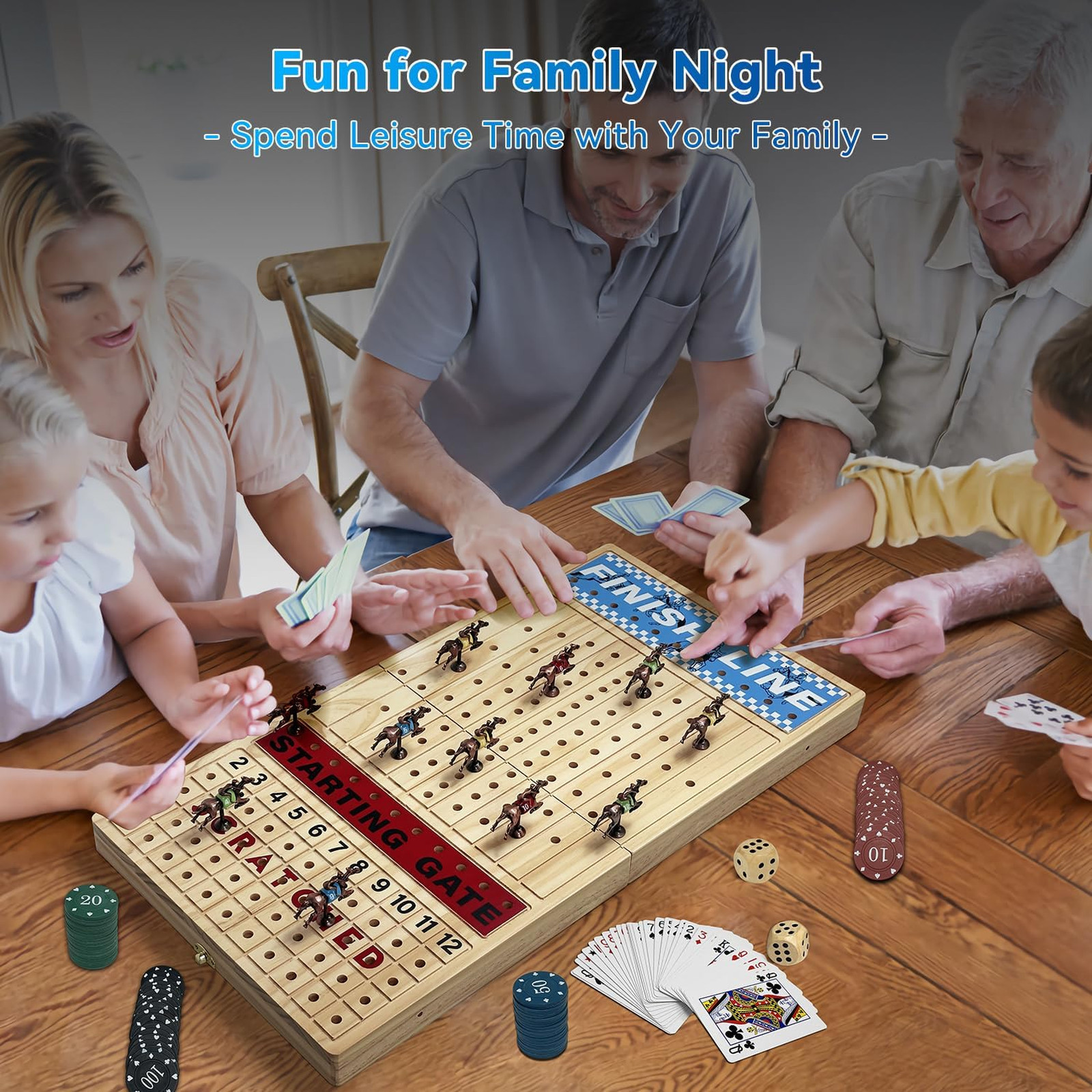 Large 23 inches Horse Racing Board Game with 11 Luxury Metal Numbered Horses