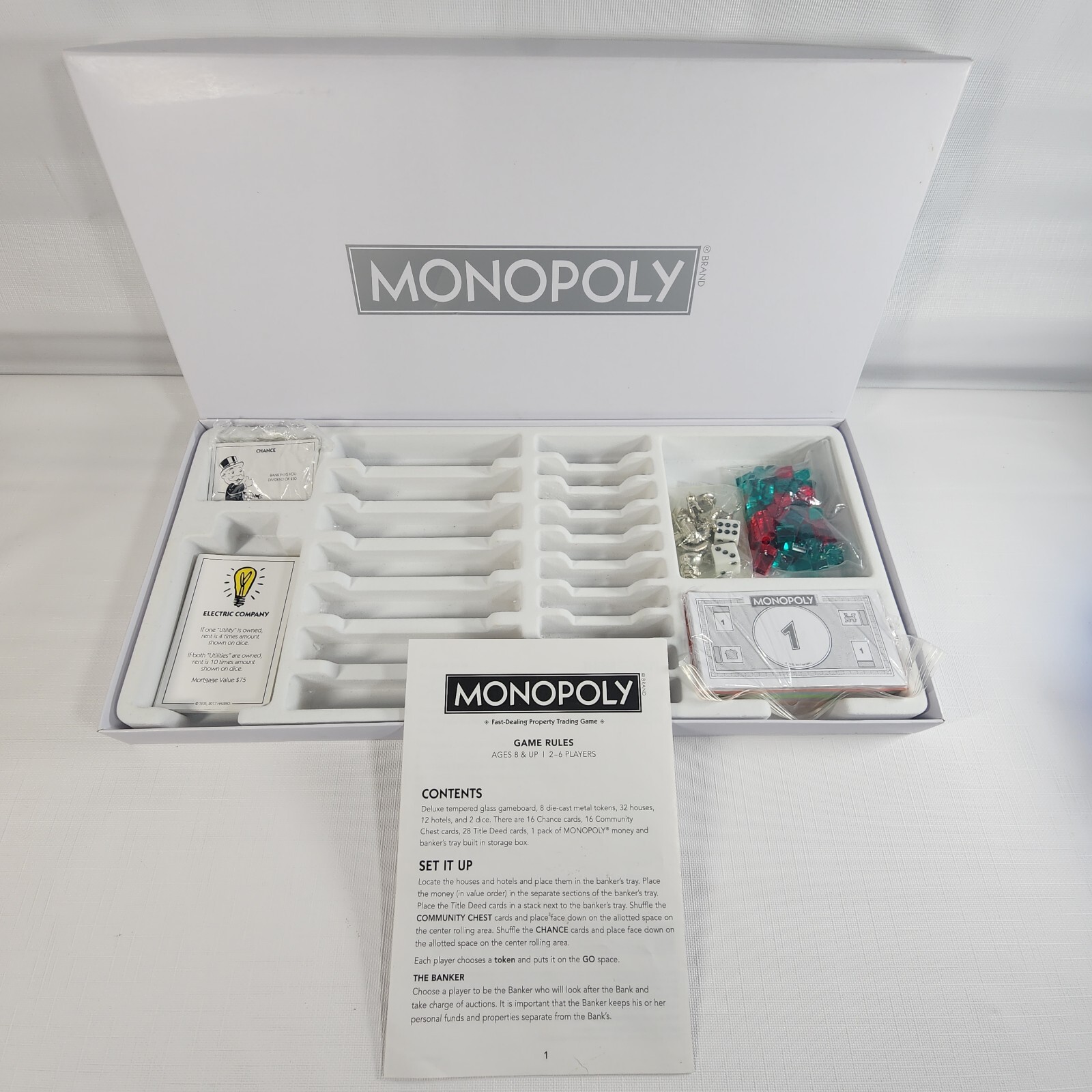 MONOPOLY Tempered Glass Edition W.S. Game Co 2018 COMPLETE