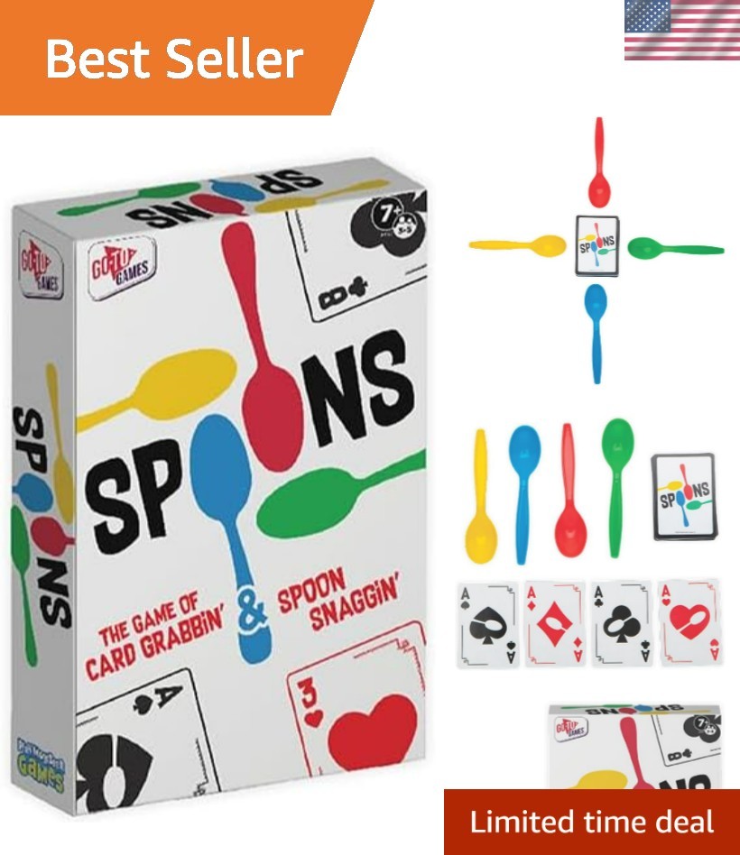Spoons Games, Card Games for Kids – Deck of Cards, 3-5 Multi-Player Card Game…