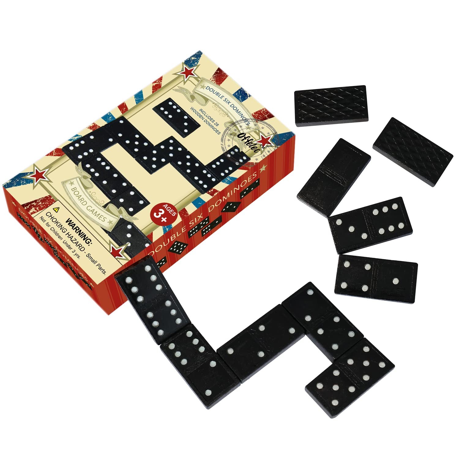 Offelec Wooden Double 6 Domino Set – 28 Tiles 1 Pack, 1 Pack 6