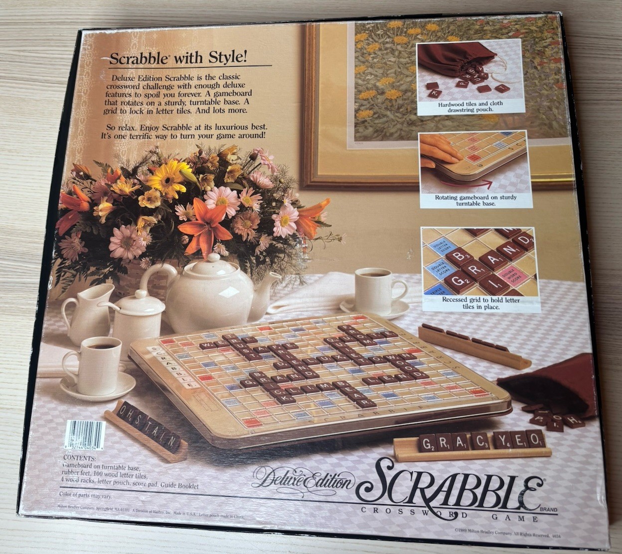 Scrabble Deluxe Edition EUC Rotating Turntable 1989 COMPLETE Milton Bradley
