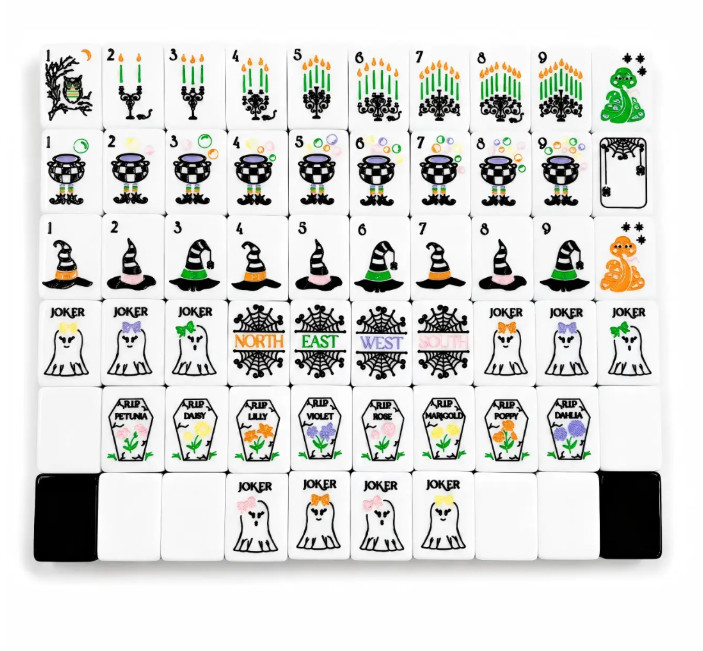New high-end Black White Halloween American Mahjong Tiles set,160 tiles