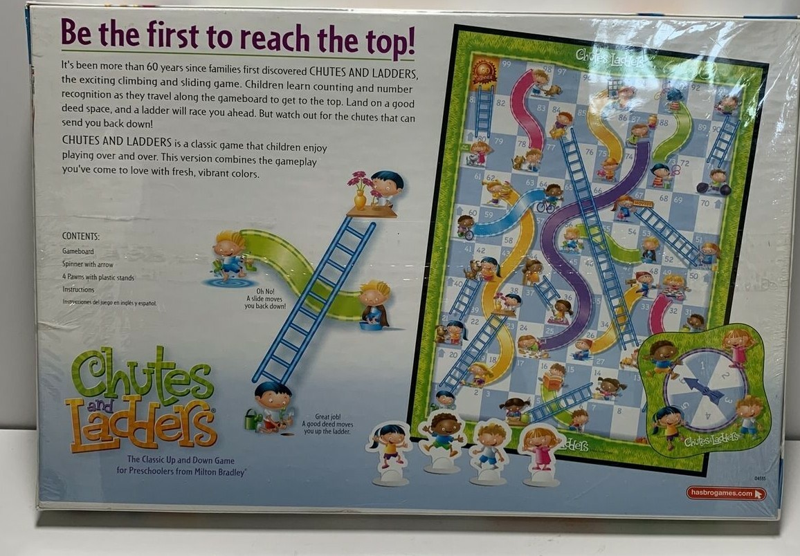 Chutes and Ladders Board Game HASBRO 2-4 Player Kids Age 3-7 Years NEW Sealed